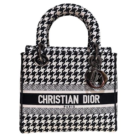 Christian Dior Medium Houndstooth Lady D.